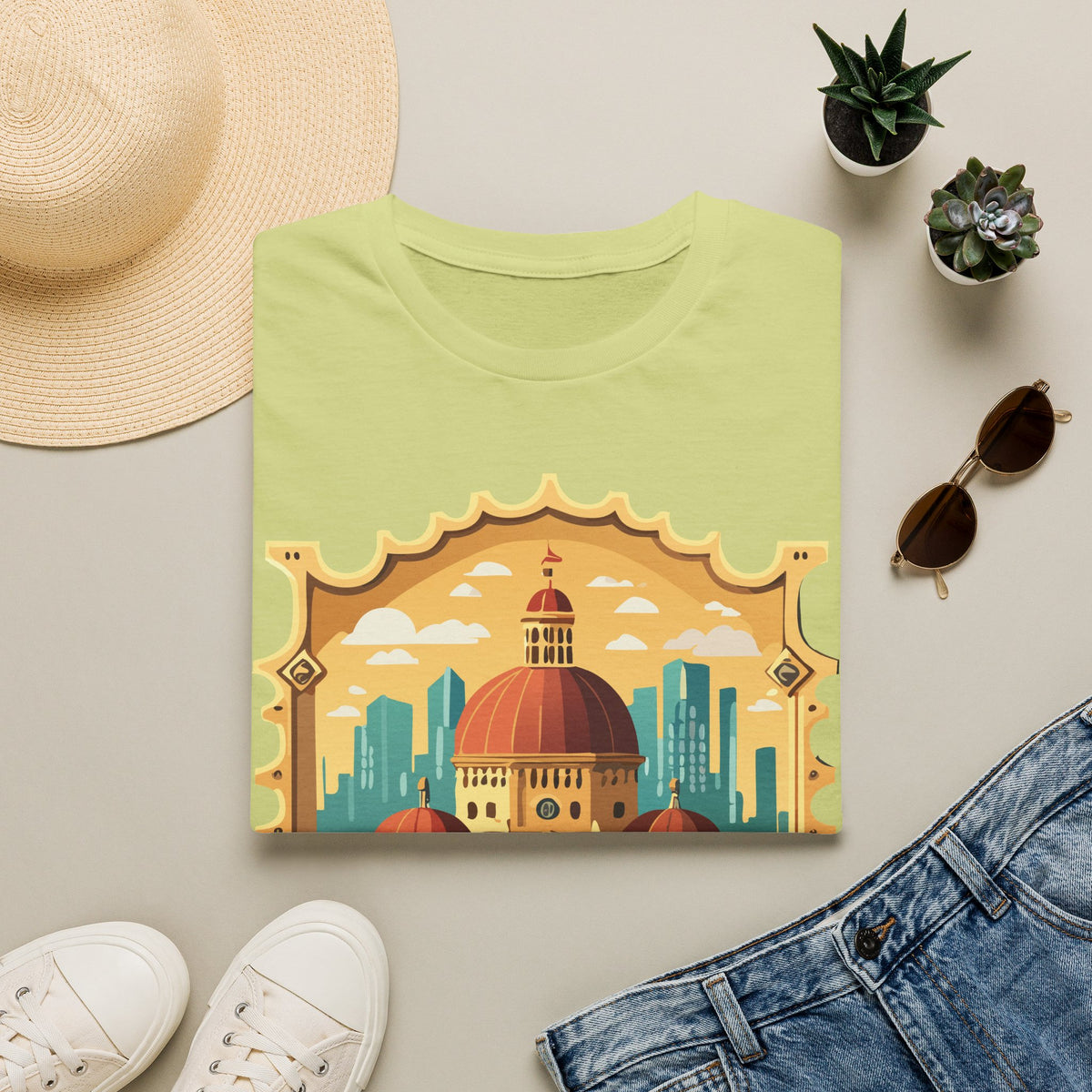 Moroccan Cityscape Tee | Dome & Minaret Illustration Graphic Tee Unisex 100 Cotton Gildan T-Shirt