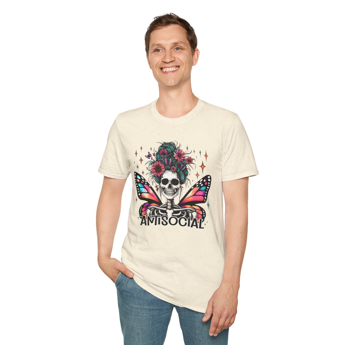 Unisex Skull Graphic Tee Shirt Short Sleeve Skeleton Gildan Softstyle 64000 100 Ring Spun Cotton