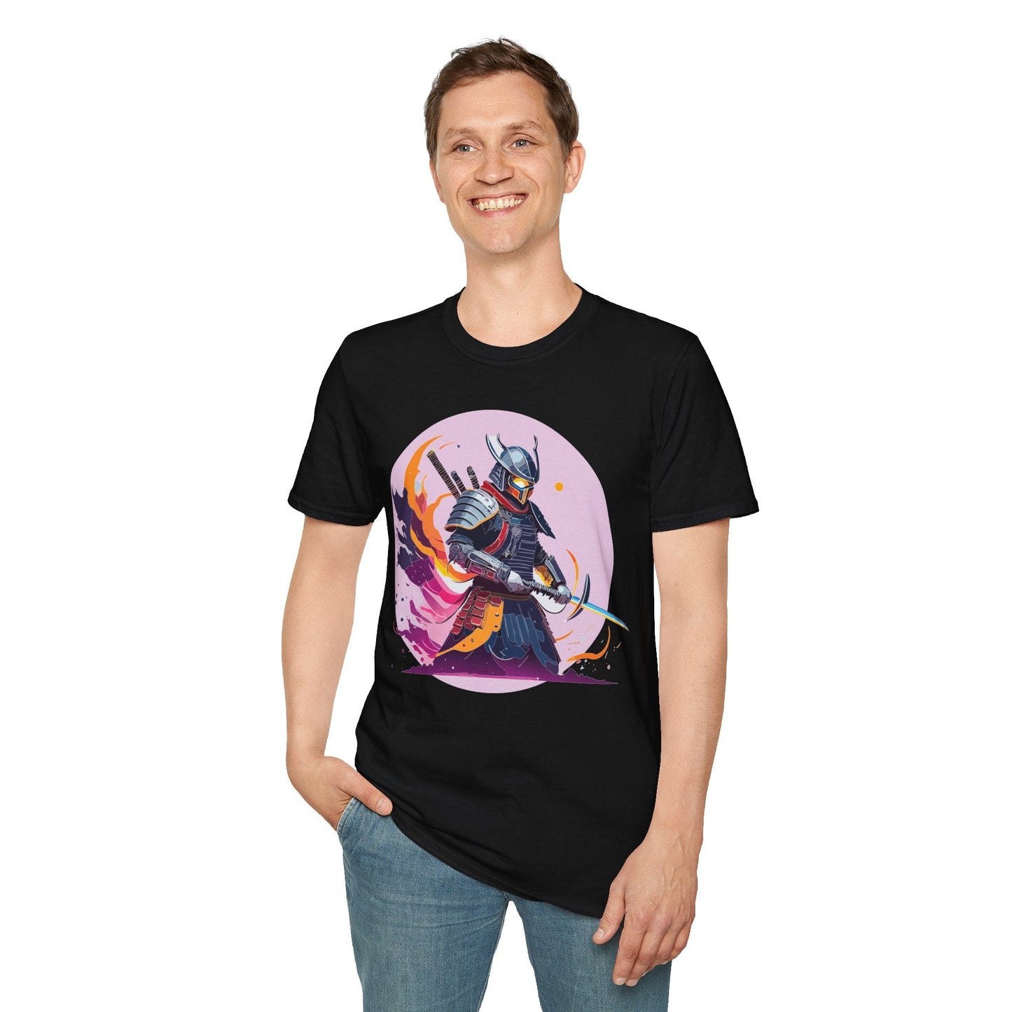 Samurai Shirt Unisex Short Sleeve Tee With Samurai Print Softstyle Gildan 64000 Ring Spun Cotton
