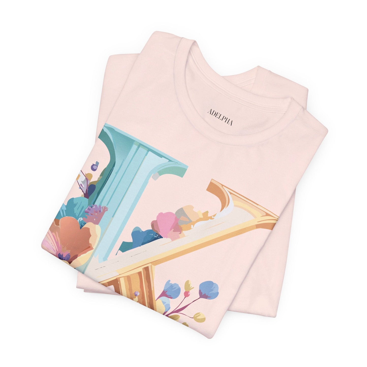 Letter K Graphic Tee Unisex Shirt By Adelpha Vintage Art Design Short Sleeve Collection