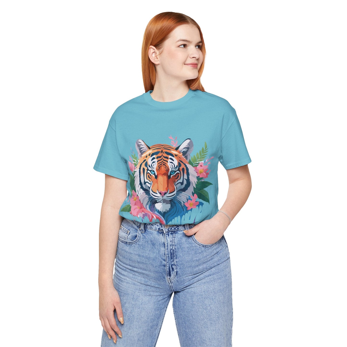 Tiger Graphic Tee Unisex Short Sleeve Shirt With Vintage Inspired Artwork By Adelpha