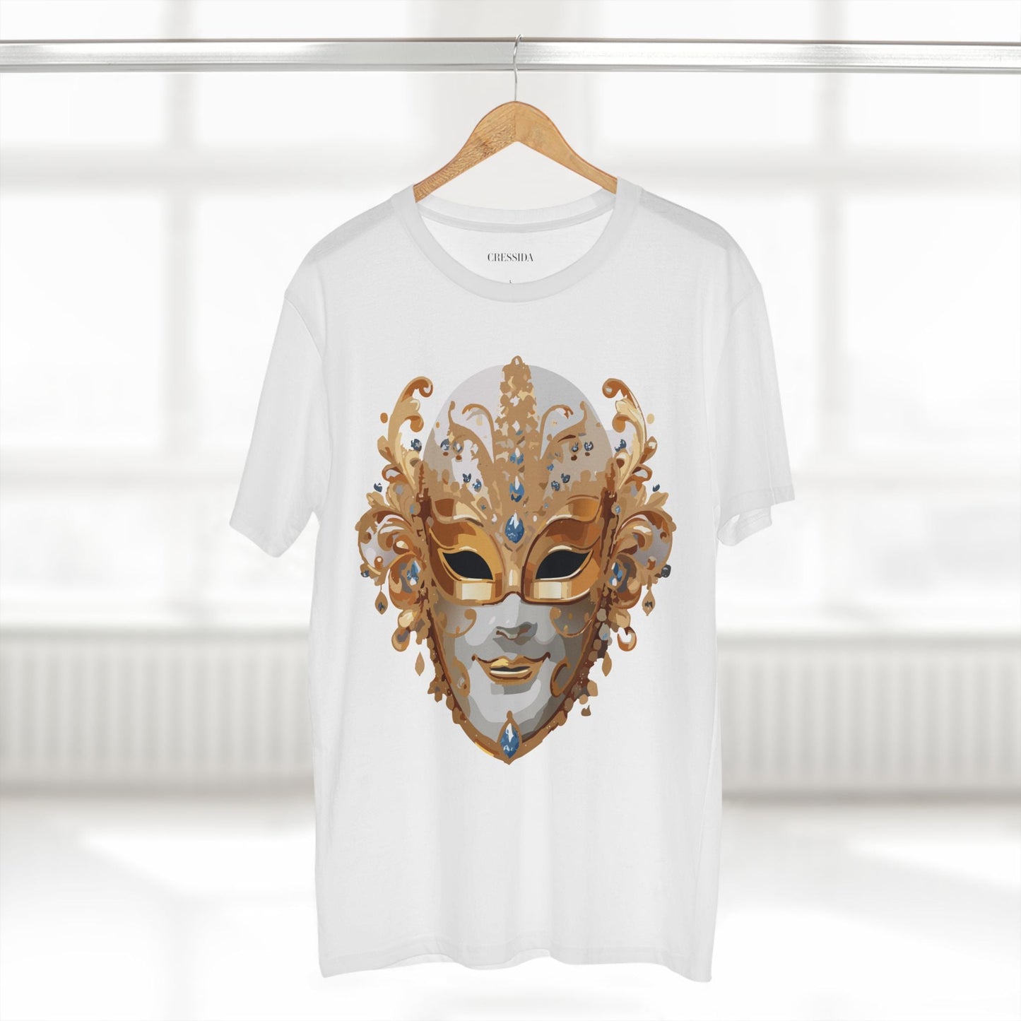 Carnival Mask Graphic T-Shirt Unisex 100 Cotton With Antique Gold Art Design Tee 20