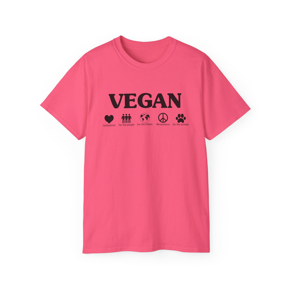 Vegan Icons Tee | Heart, People, Earth, Peace, Paw Symbols