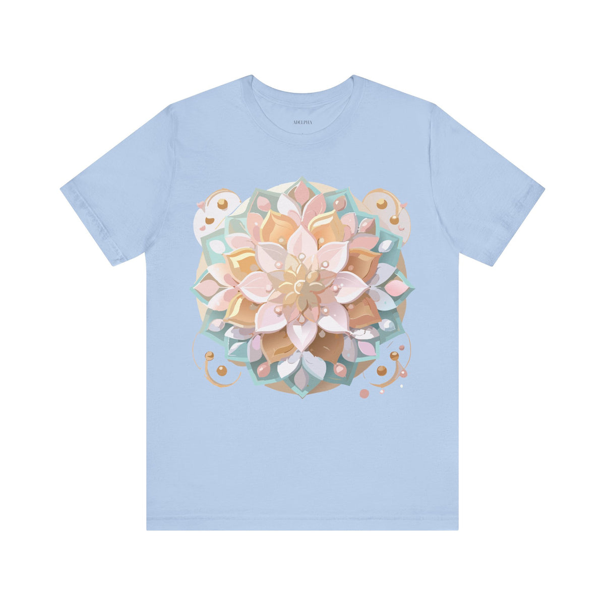 Mandala Graphic Unisex Cotton Bella+Canvas Tee with Floral Art Design d19