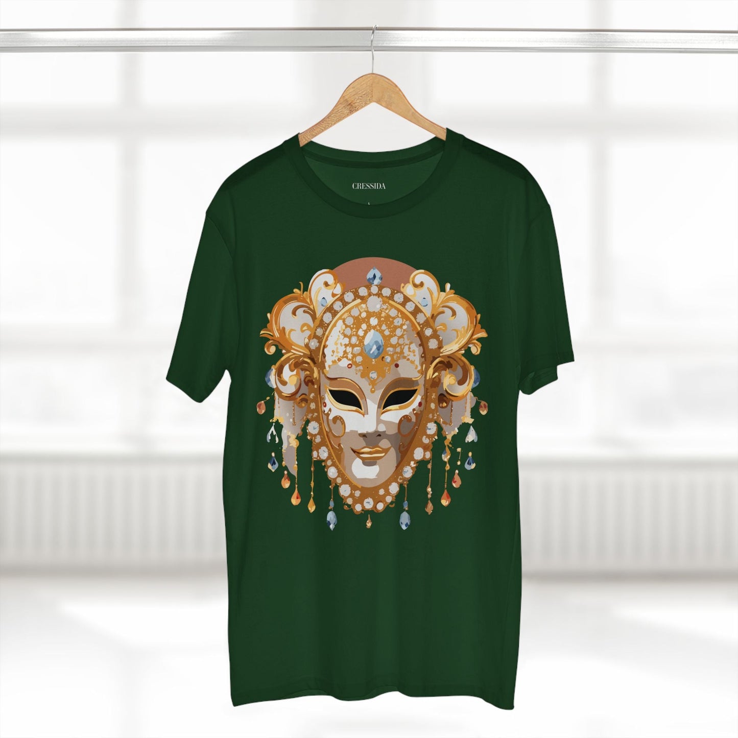 Carnival Mask Graphic T-Shirt Unisex 100 Cotton With Antique Gold Art Design Tee 15