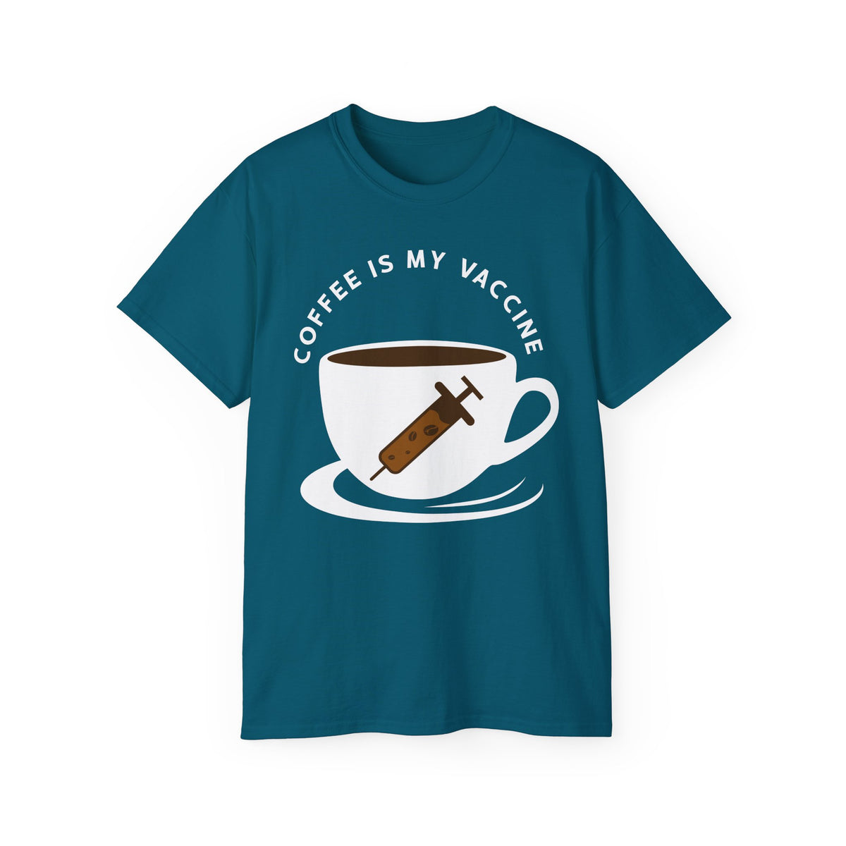 Coffee Is My Vaccine Tee | Coffee Cup with Syringe Graphic