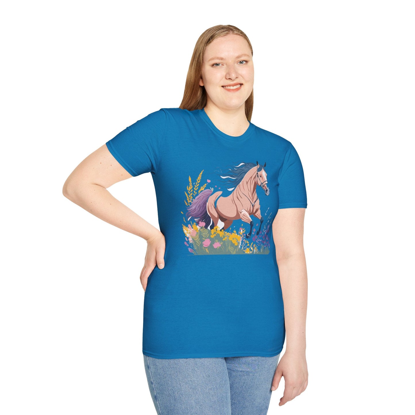 Unisex Horse Shirt With Animal Design Gildan Softstyle 64000 Tee