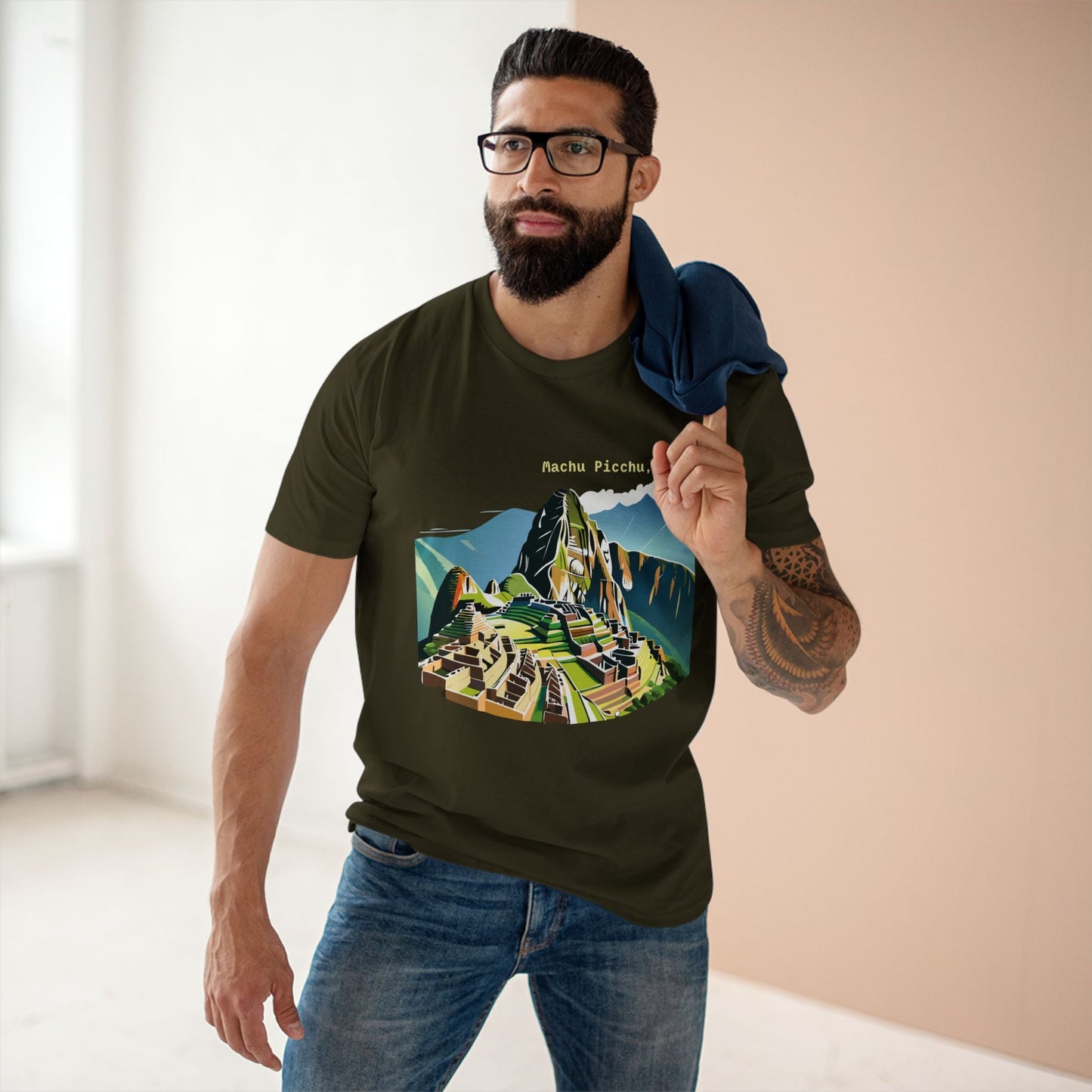 Unisex Machu Picchu Travel Shirt Premium Cotton Tee With Original Retro2Nova Art Design