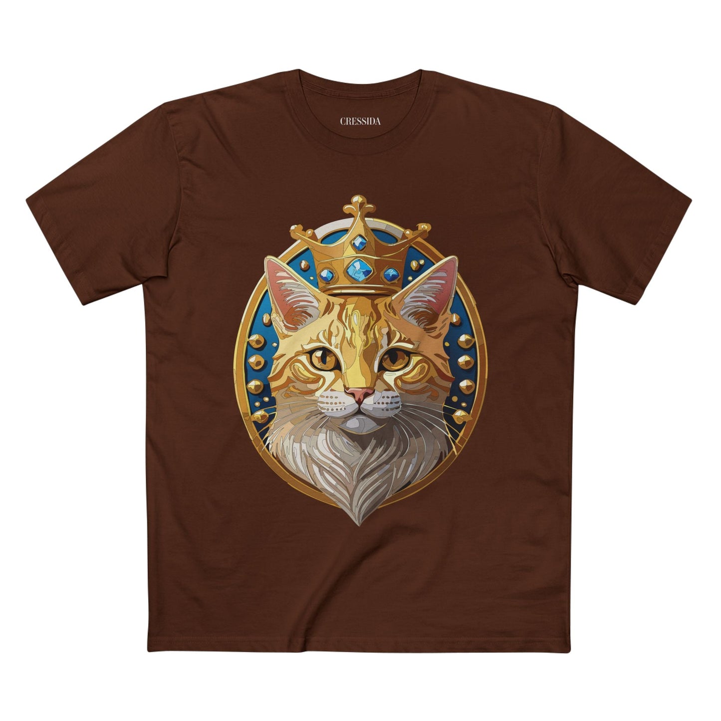 Cat Graphic Unisex 100 Cotton Tee With Unique Animal Golden Medallion Art Design 15