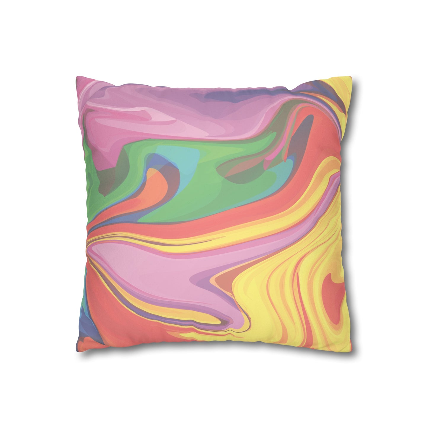 Faux Suede Pillowcase with Abstract print