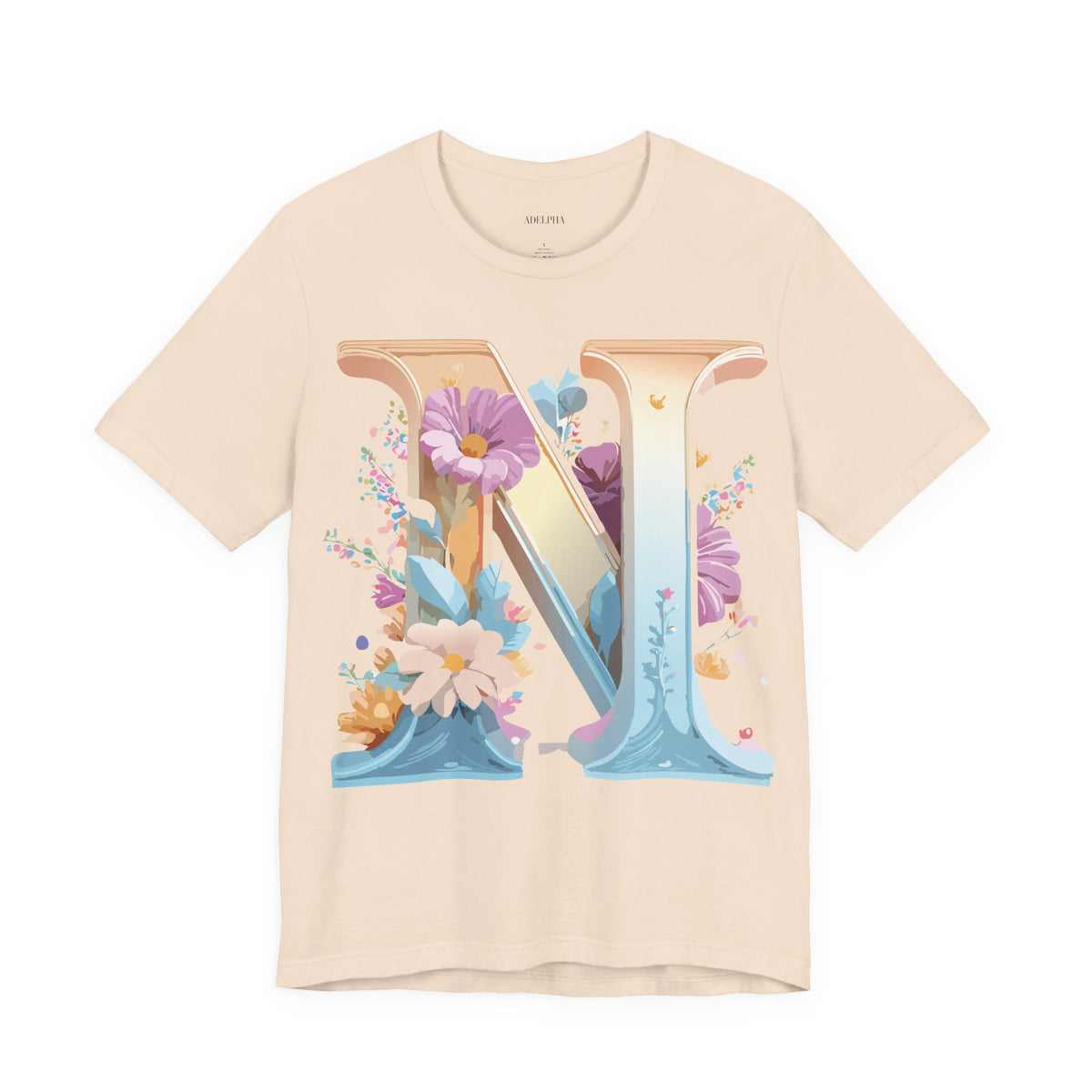 Letter N Graphic Unisex Cotton Bella+Canvas Tee with Art Letter Design