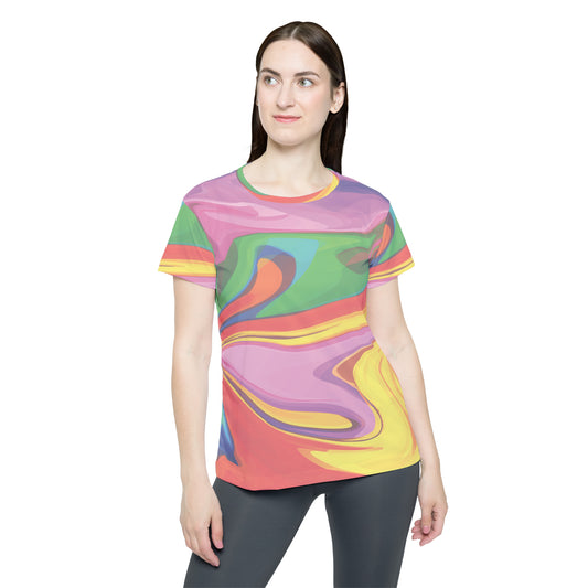 Poly Jersey Tee Shirt with abstract prints