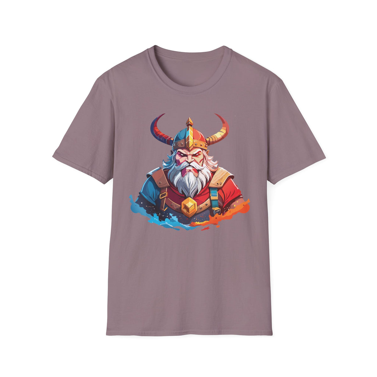 Viking Warrior Illustration T-Shirt | Horned Helmet Norse Art