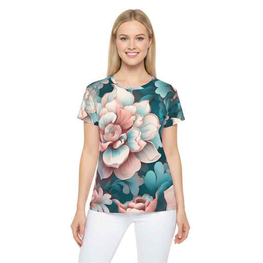 Women Poly T-Shirt with Floral Print