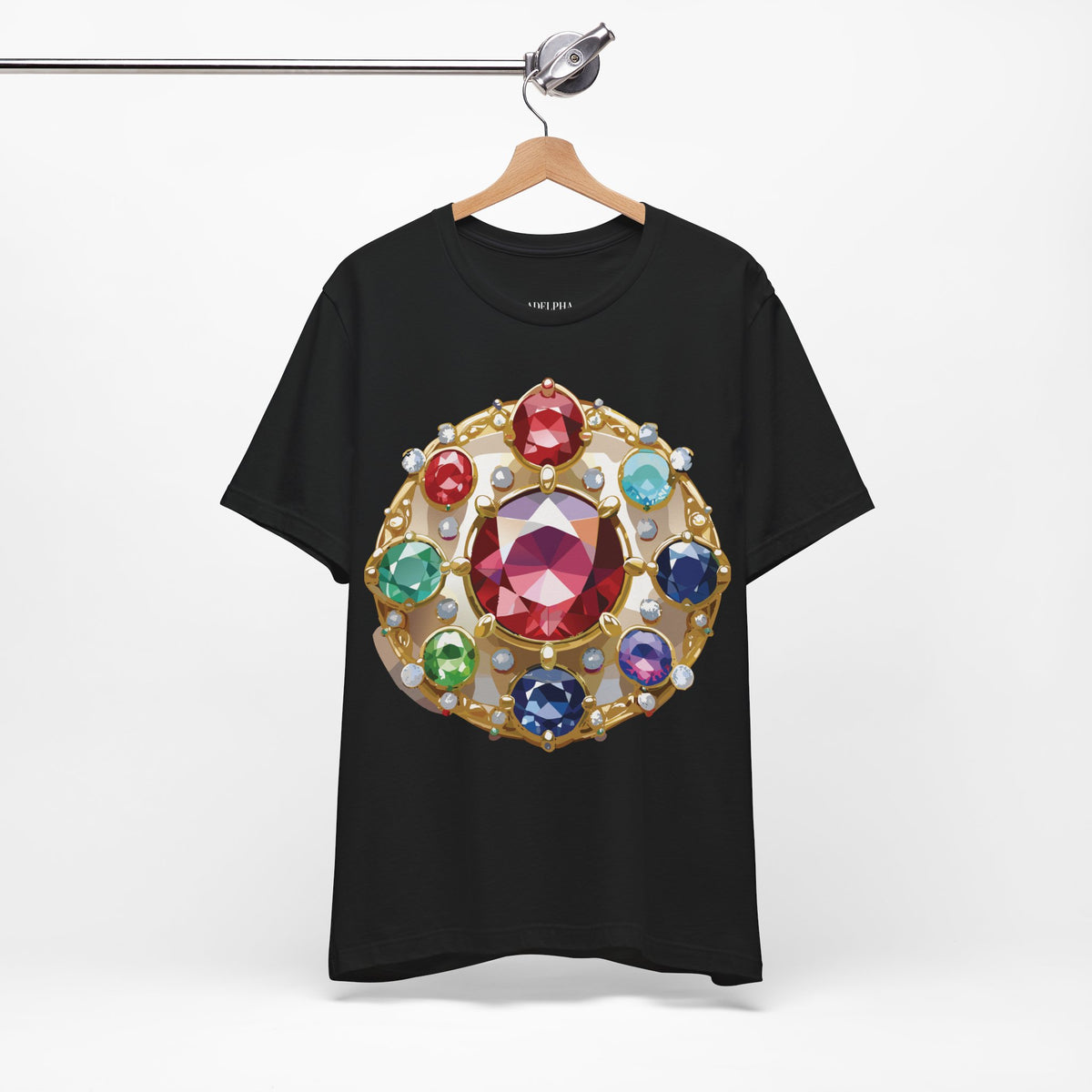 Jewelry Graphic Unisex Cotton Bella+Canvas Tee with Gemstones Art Design m49