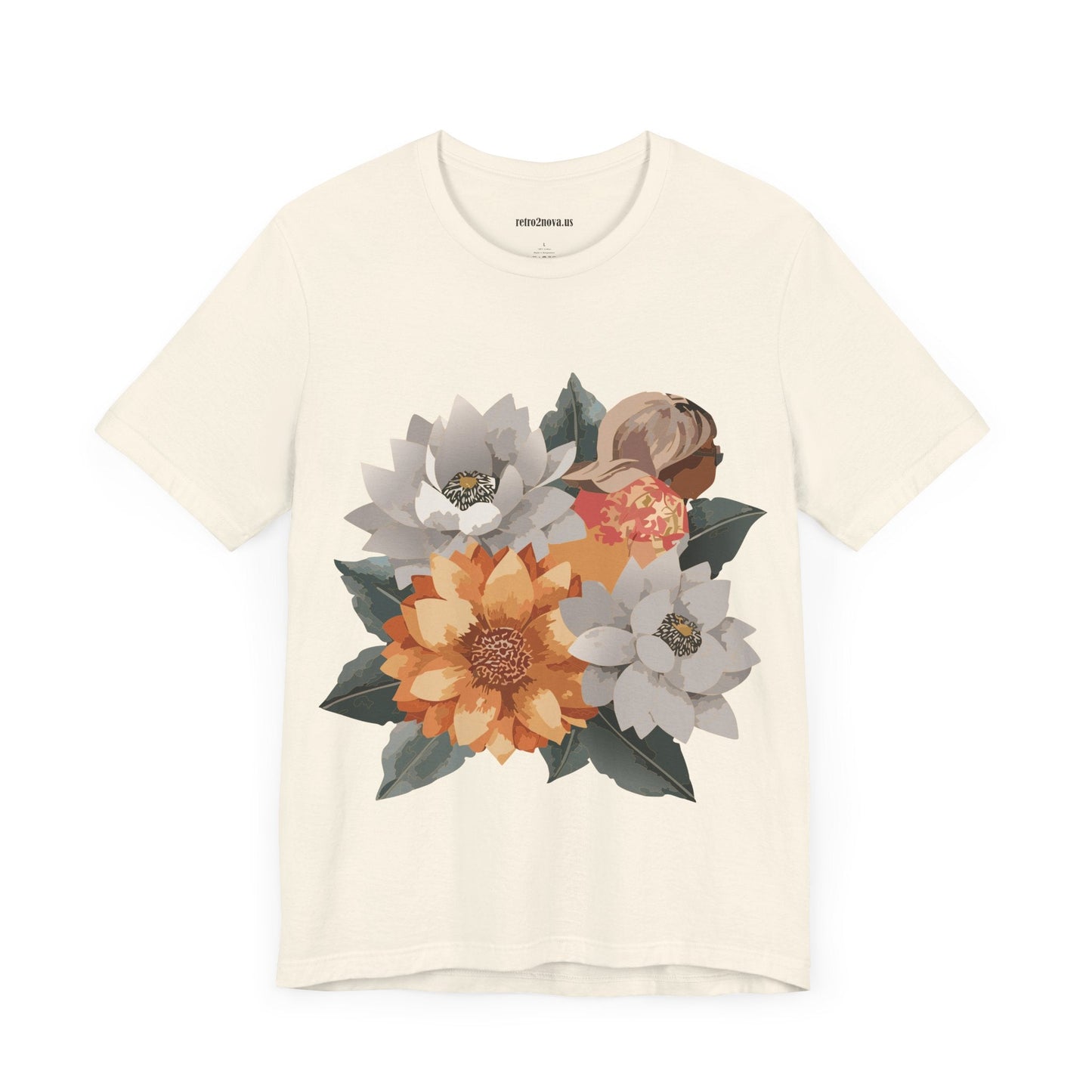 Retro2Nova Flowers Shirt Floral Shirt Unisex Floral Tee Lightweight Breathable Jersey