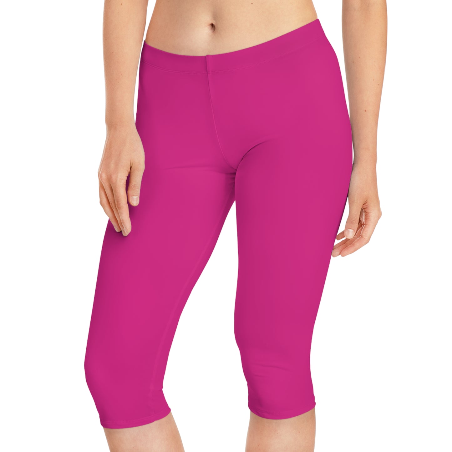 Pink Color Capri Leggings, Pink Capri Leggings 8