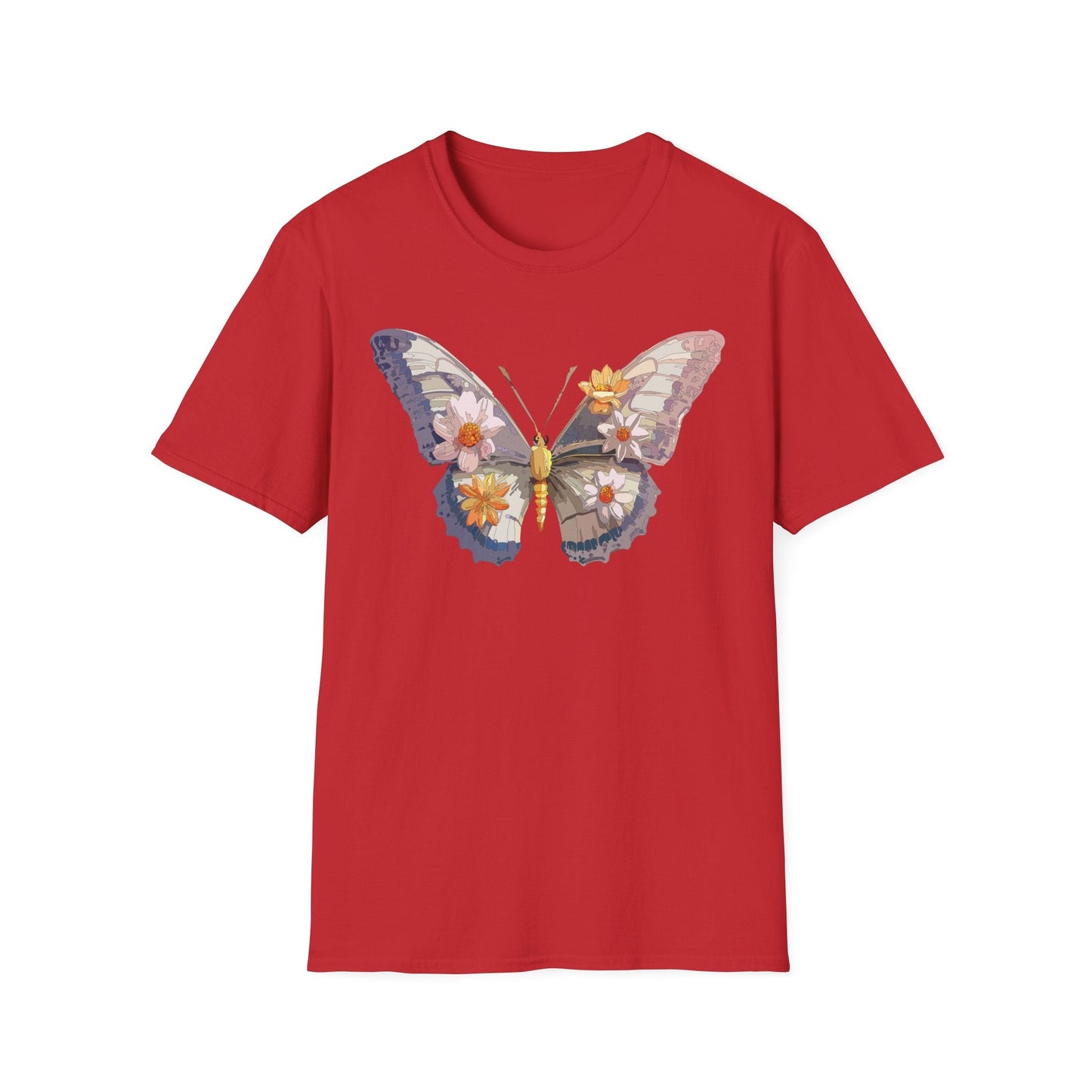 Butterfly Shirt Unisex Short Sleeve Tee Monarch Butterfly Design Gildan Softstyle 64000