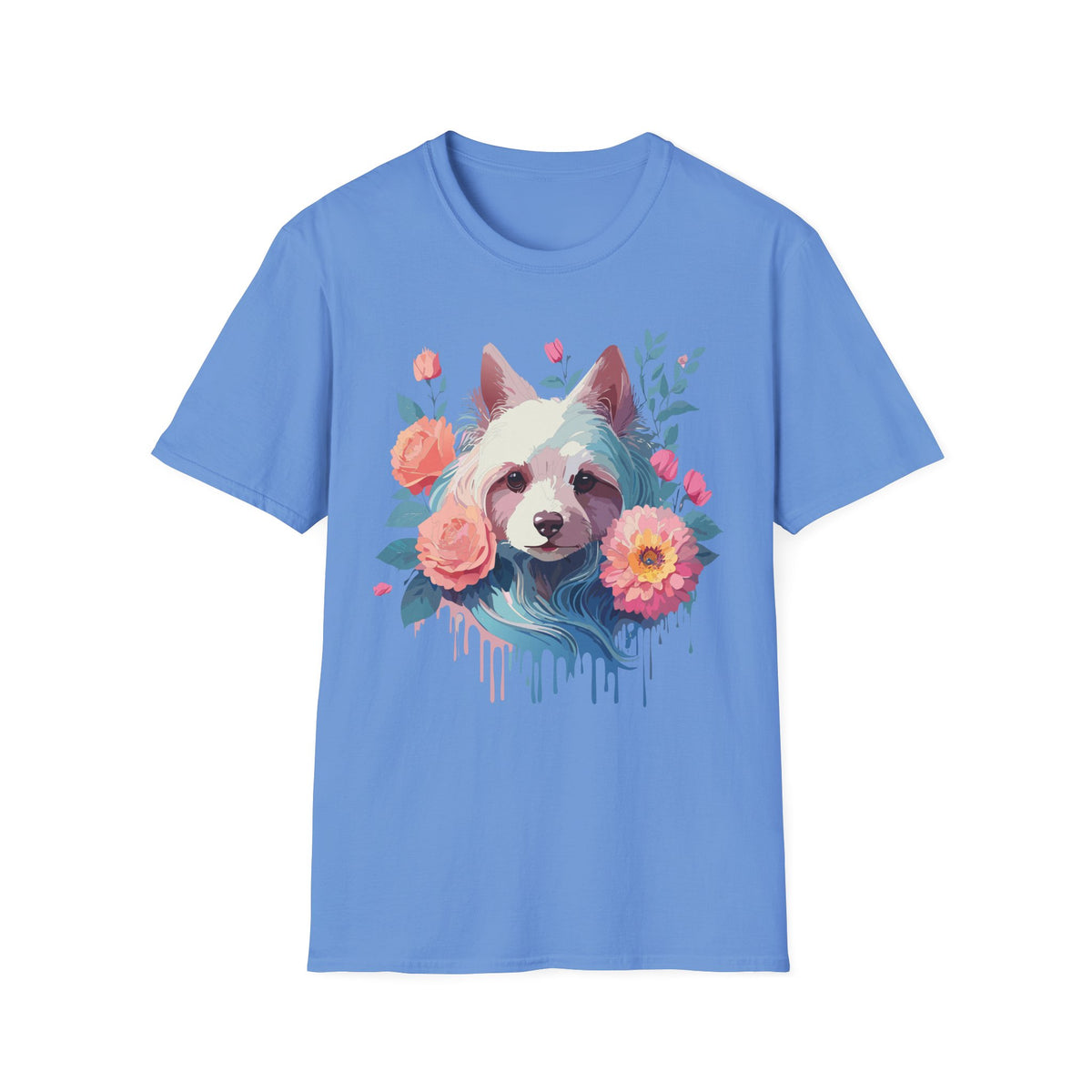 Watercolor Floral Dog Face T-Shirt | Floral Puppy Tee, Cute Pet Portrait Shirt
