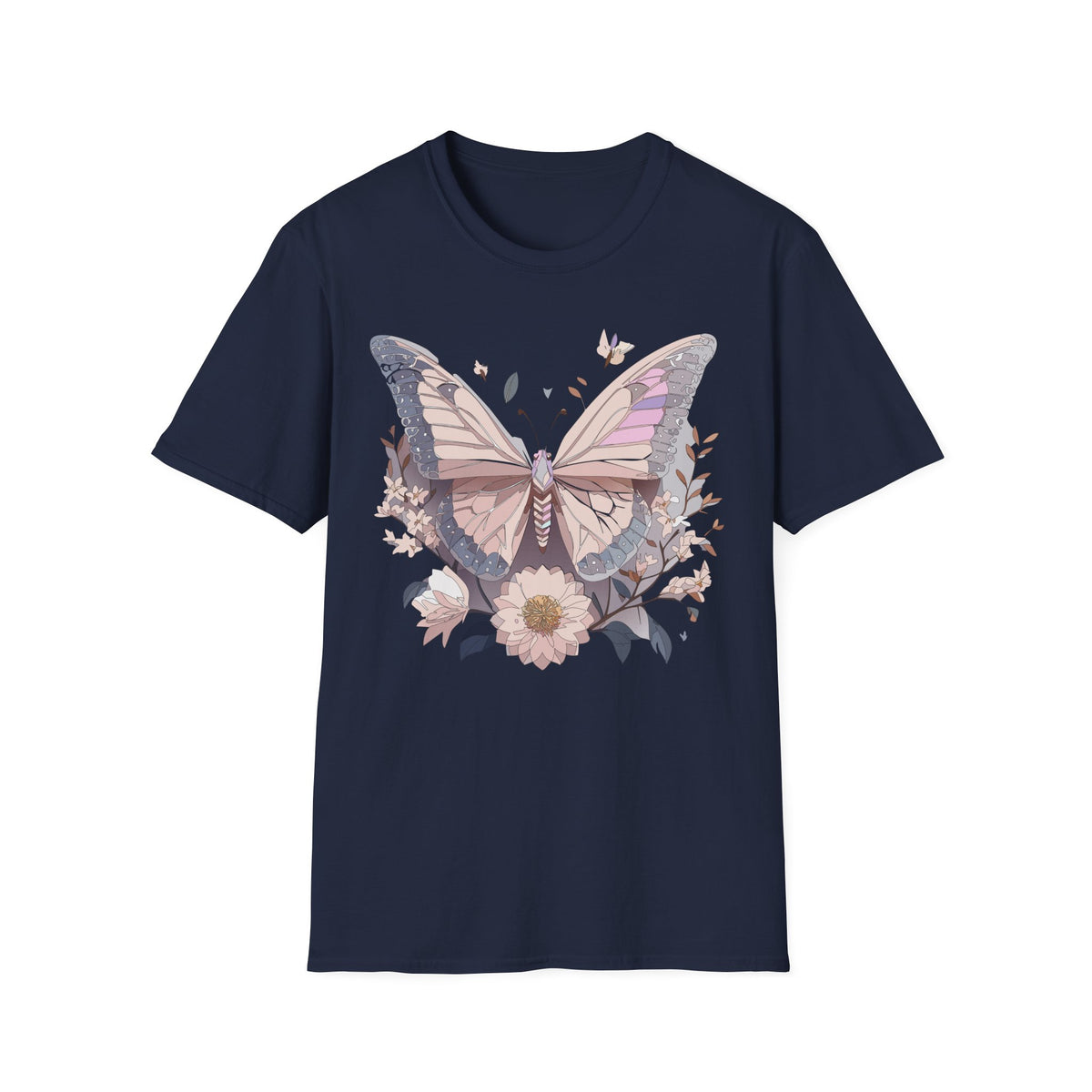 Pastel Butterfly Floral Wings Graphic Design Unisex 100 Cotton Gildan T-Shirt