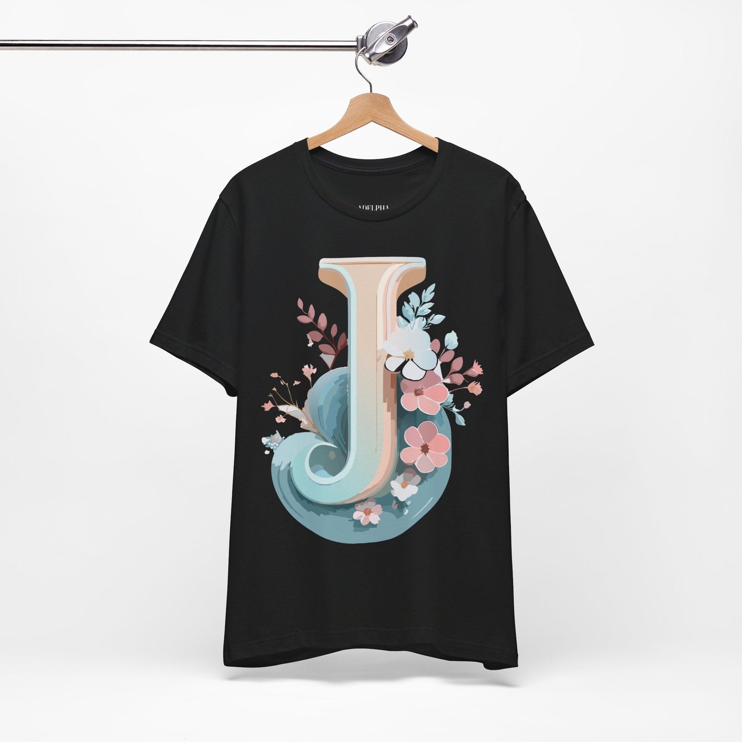 Letter J Shirt Graphic Unisex Tee With Original Vintage Inspired Artwork By Adelpha