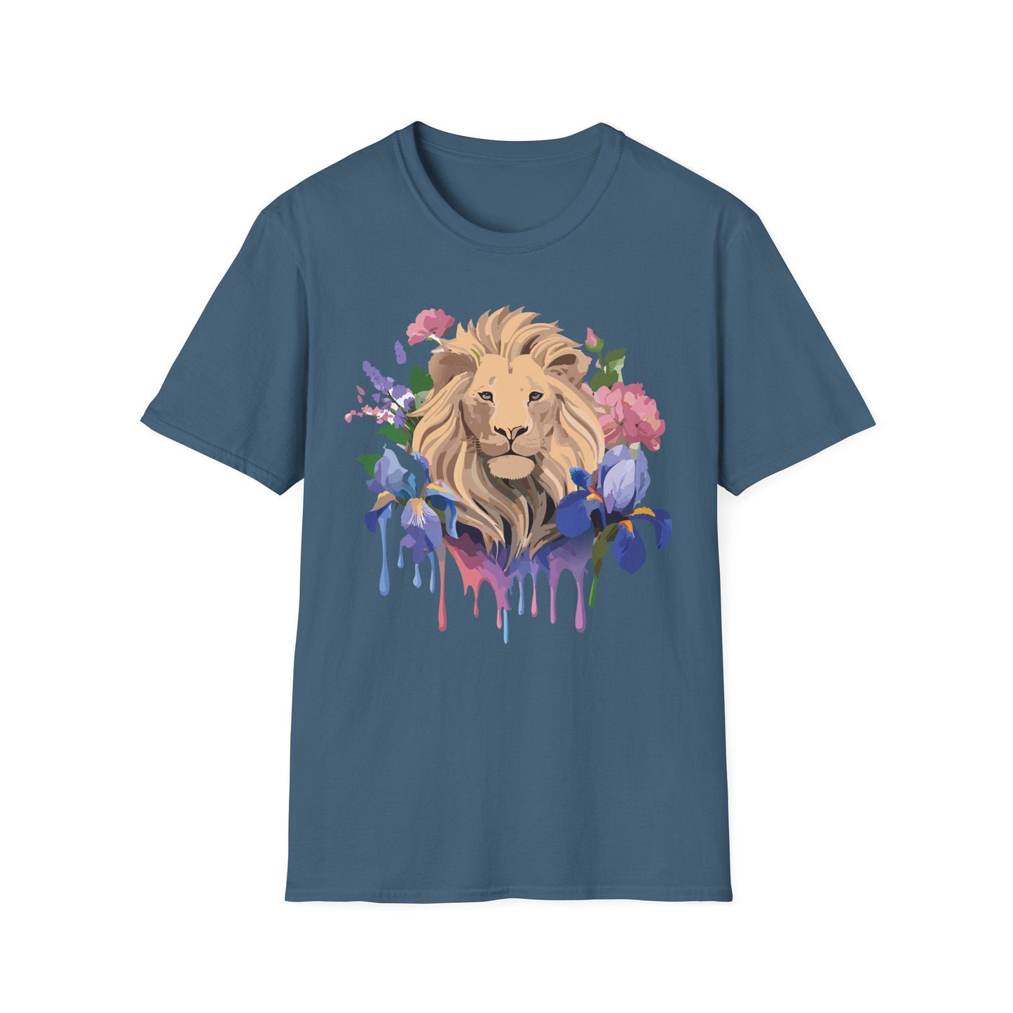 Unisex Softstyle Lion Shirt Floral Lion Tee Animal Print Graphic Tee