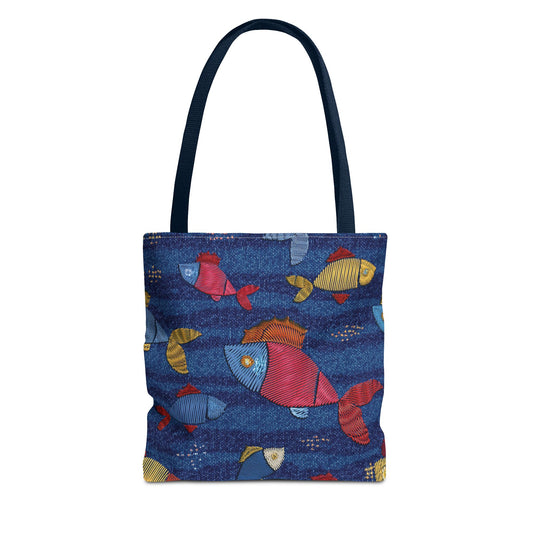 Denim Fabric Imitation Print Unisex Canvas Bag Poly Spun 3 Sizes Tote Bag 193-4