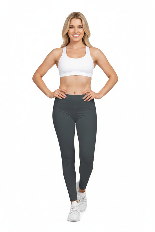 Iron Grey Color Women's Poly-Span Casual Leggings Print Everyday Activewear Pants