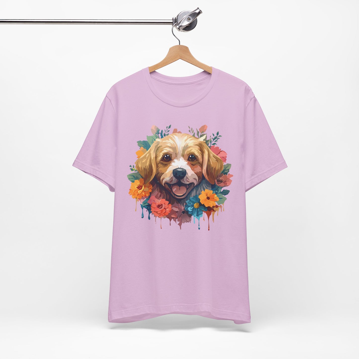 Floral Dog Tee, Animal Shirt, Dog Shirt, Floral Tee, Flower T-shirt, T-Shirt with Animal, Summer Top with Art Design