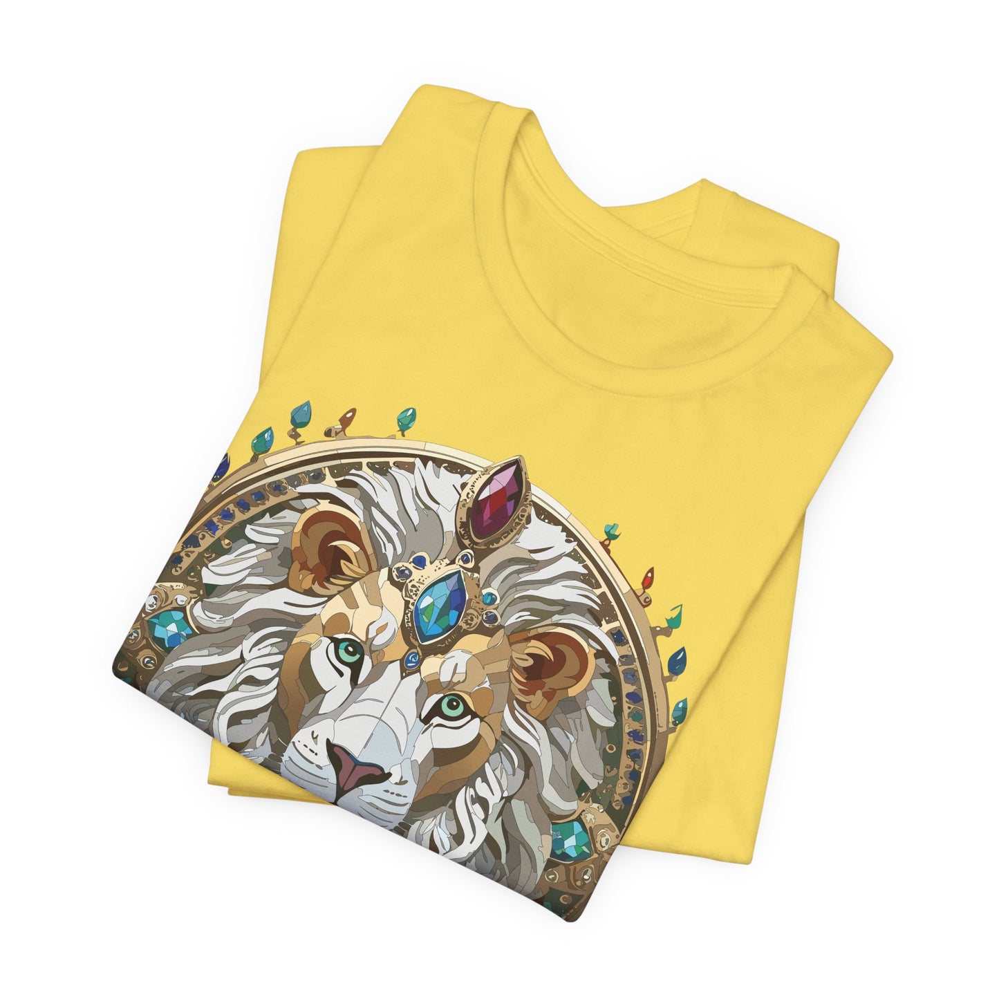 Unisex Lion Graphic Tee, Animal Shirt, Tee Shirt with Lion, Medallion T-Shirt, Animal Medallion Tees