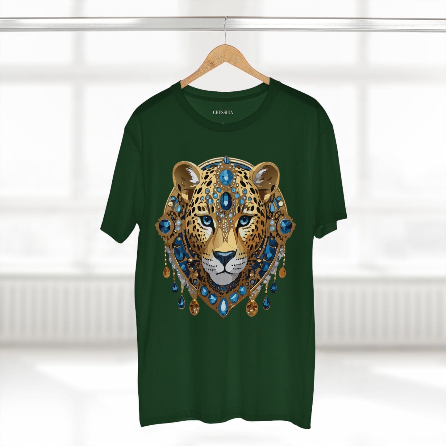 Cheetah Graphic Unisex 100 Cotton Tee With Unique Animal Golden Medallion Art Design 47