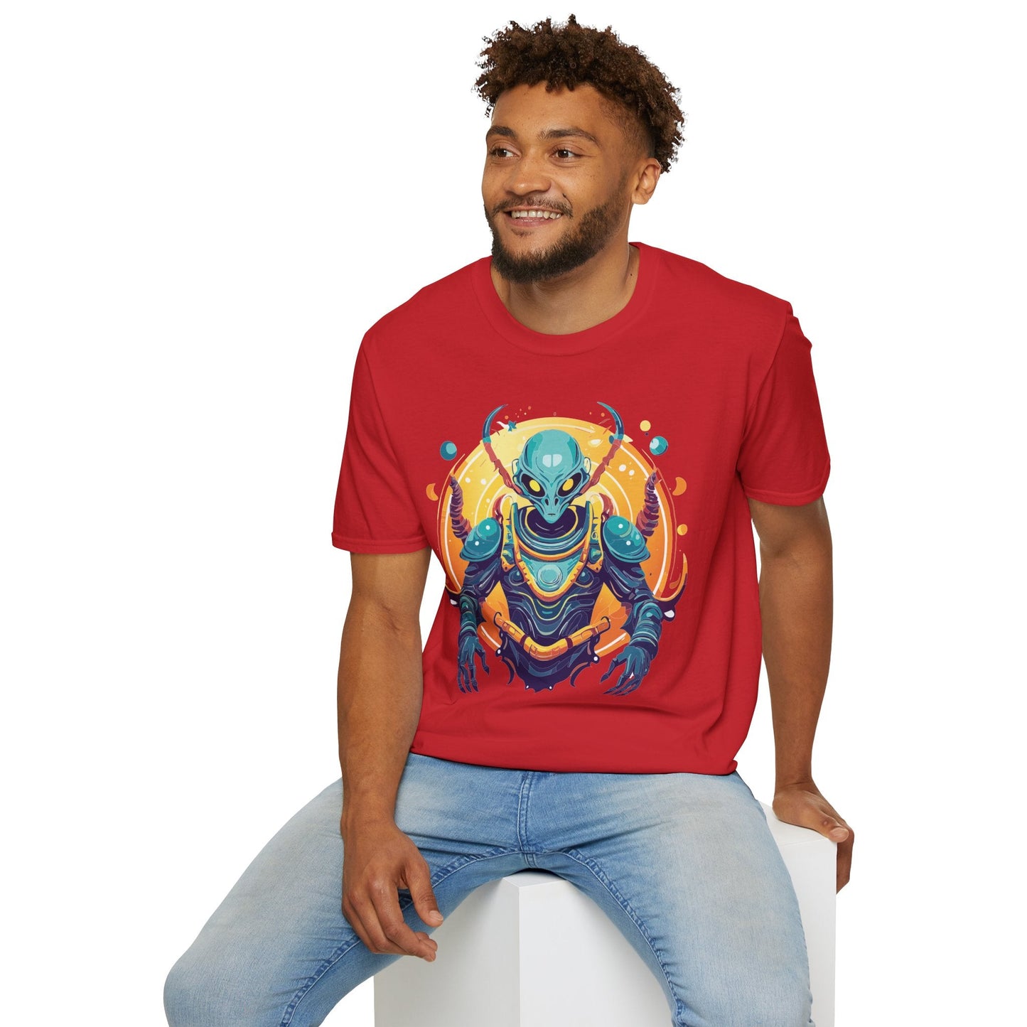Alien Graphic Unisex Cotton Softstyle UFO Artwork Tee 16
