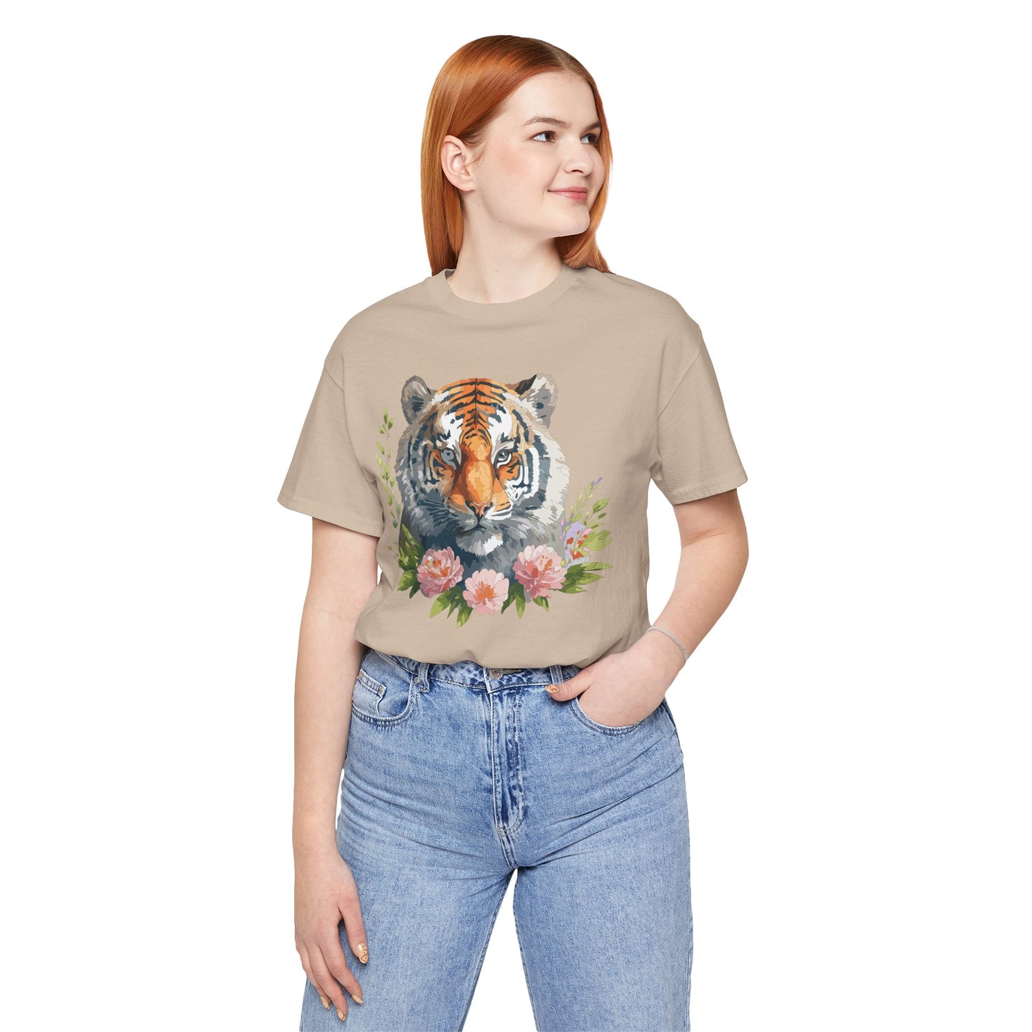 Floral Tiger Shirt, Animal Shirt, Tiger Tee, Unisex Tee, Floral T-shirt, T-Shirt with Animal