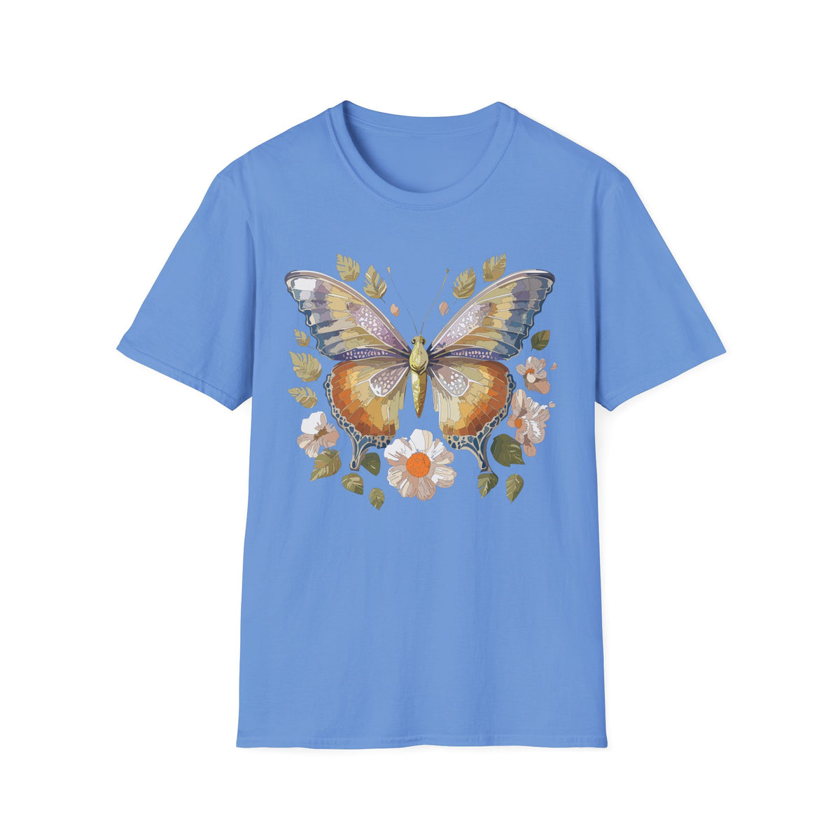 Butterfly Floral Tee — Watercolor Orange & Purple Butterfly Graphic Design Unisex 100 Cotton Gildan T-Shirt