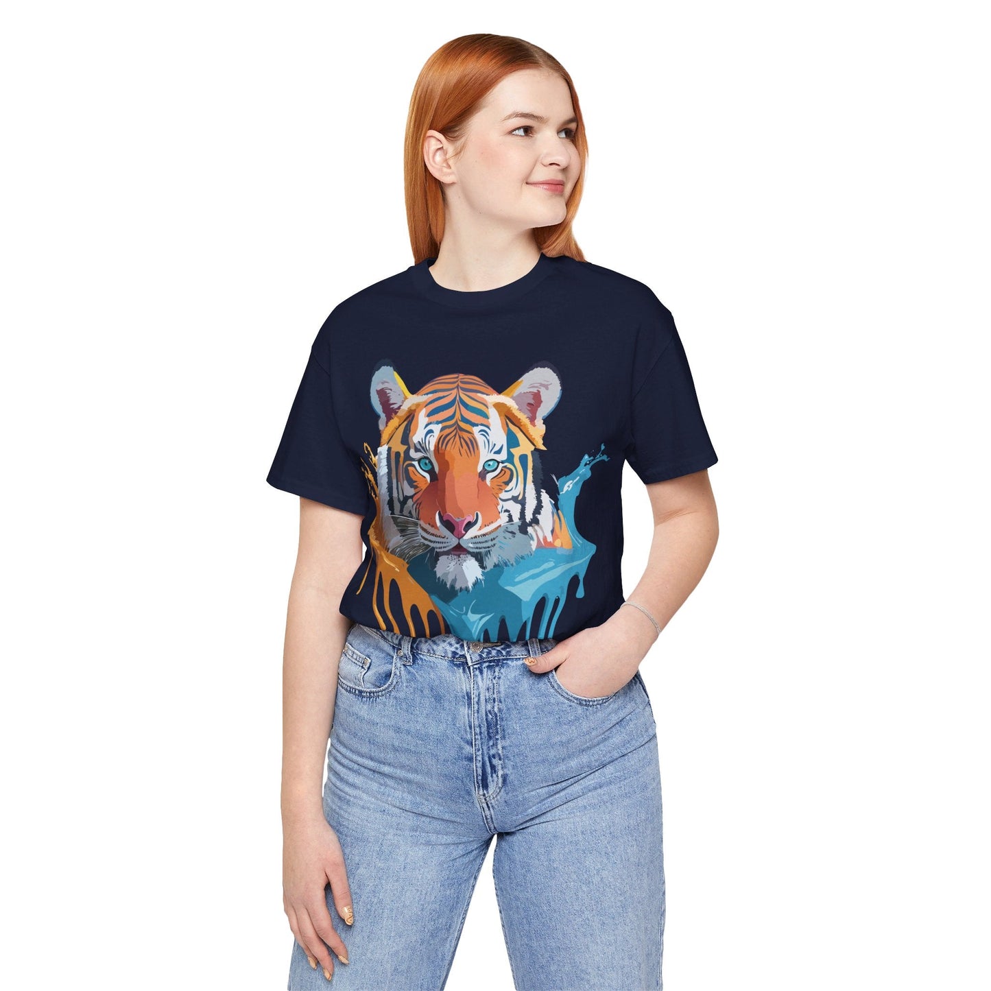 Tiger Graphic Tee Unisex Short Sleeve Shirt Featuring Vintage Inspired Artwork By Adelpha