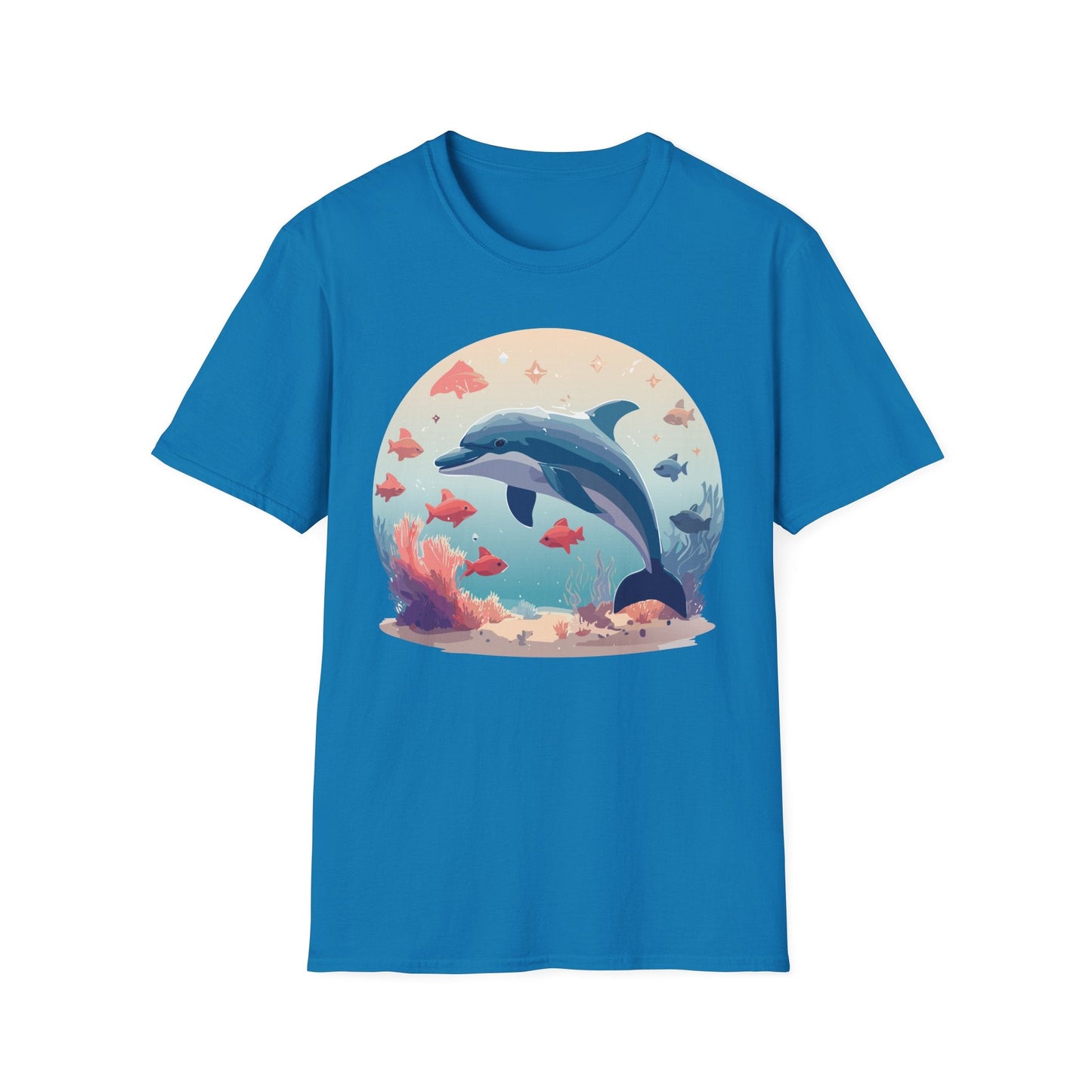Dolphin Shirt Unisex Softstyle Tee 64000 Gildan 100 Percent Ring Spun Cotton For Everyday Comfort