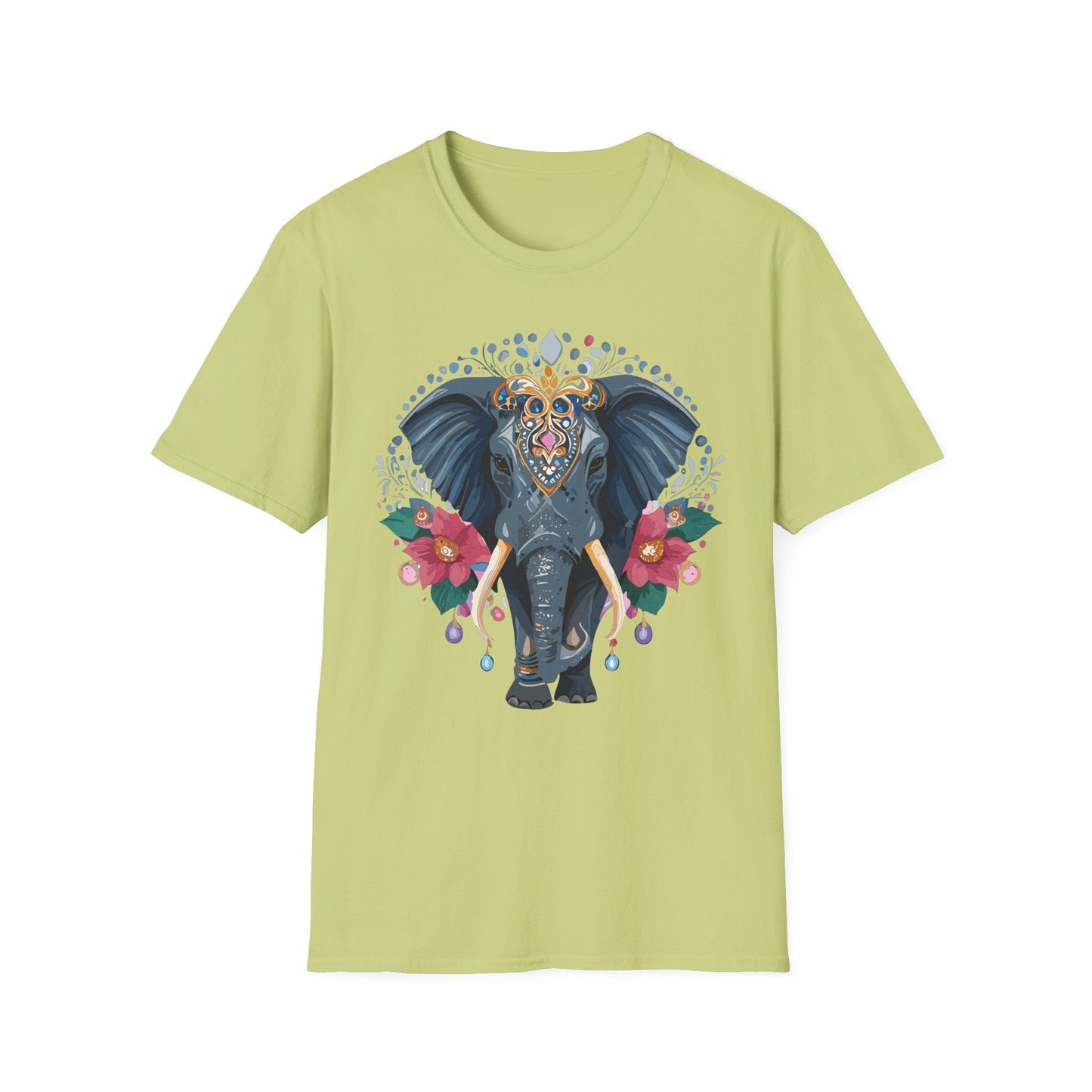 Elephant Graphic T Shirt Unisex Cotton Tee Softstyle Gildan 64000 Elephant Design