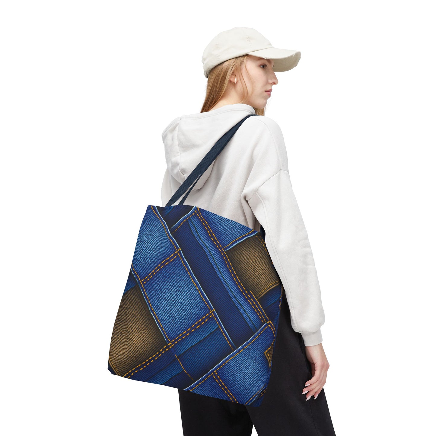 Denim Fabric Imitation Print Unisex Canvas Bag Poly Spun 3 Sizes Tote Bag 147