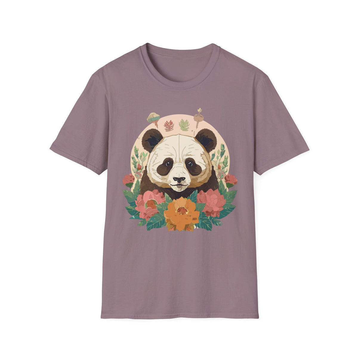 Floral Panda Illustration T-Shirt | Cute Botanical Bear Tee