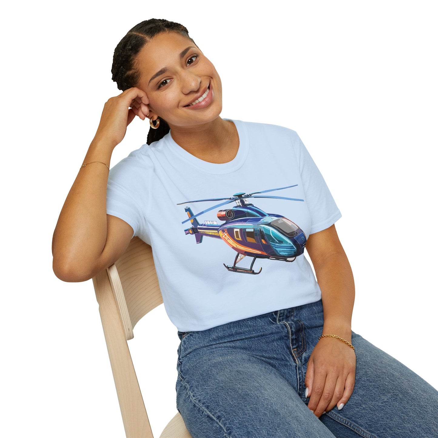 Chopper Helicopter Graphic Unisex Cotton Softstyle Short Sleeve Tee 8