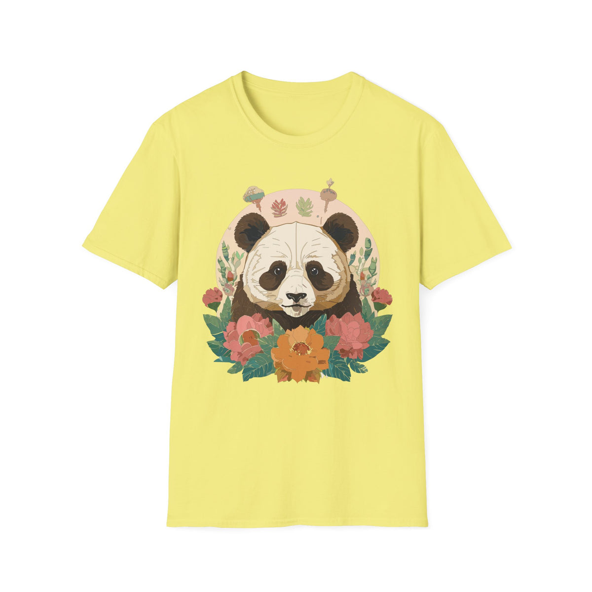 Floral Panda Illustration T-Shirt | Cute Botanical Bear Tee