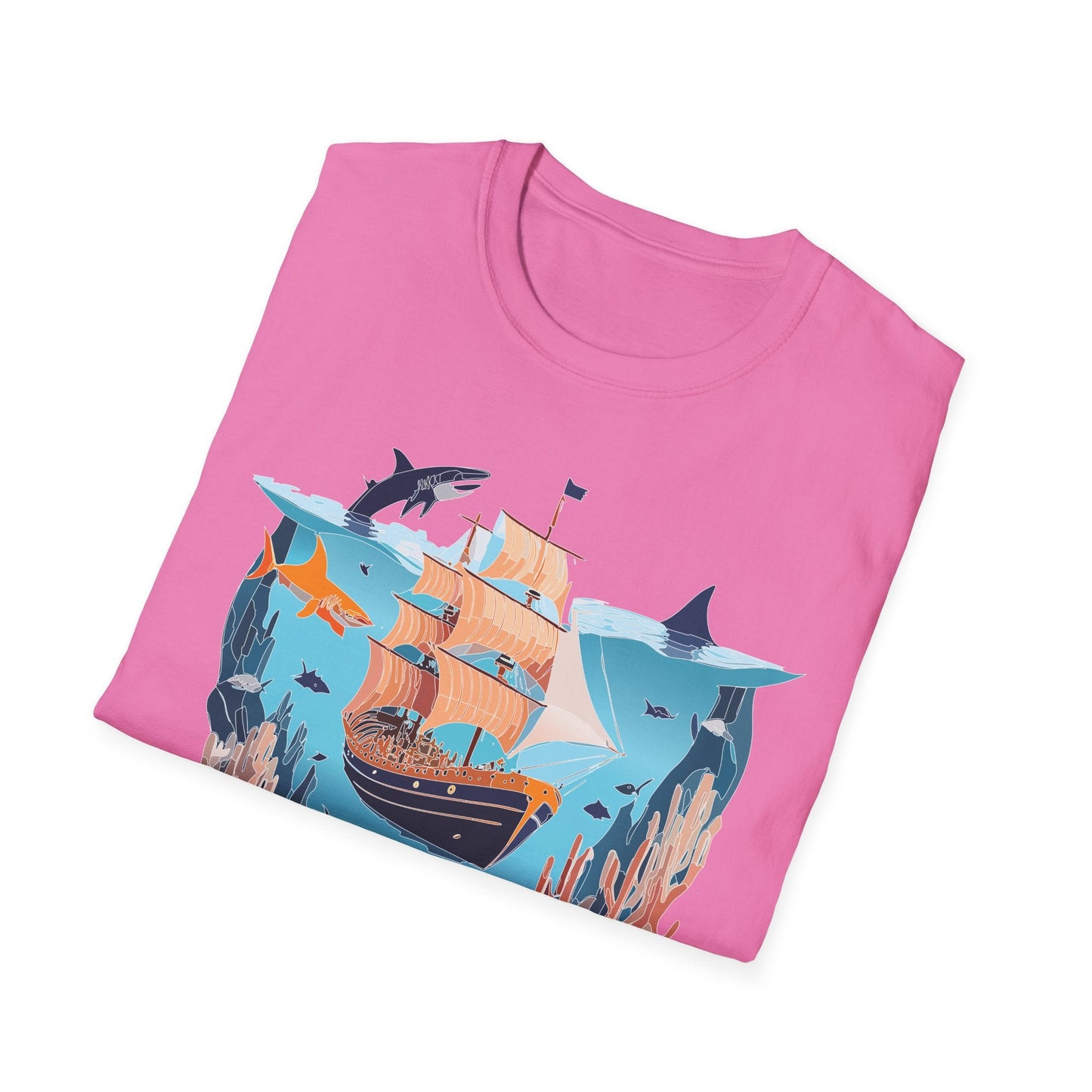 Ocean Tee Shirt Unisex Softstyle 64000 U Boat Design 100 Percent Ring Spun Cotton Tee