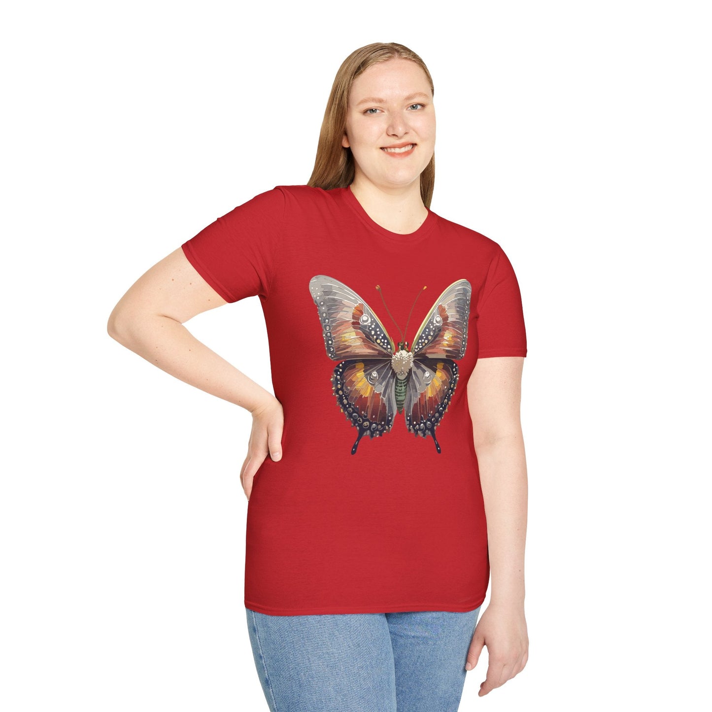 Butterfly Shirt Unisex Lightweight 100 Cotton Gildan Softstyle 64000 Tee Monarch Butterfly Design
