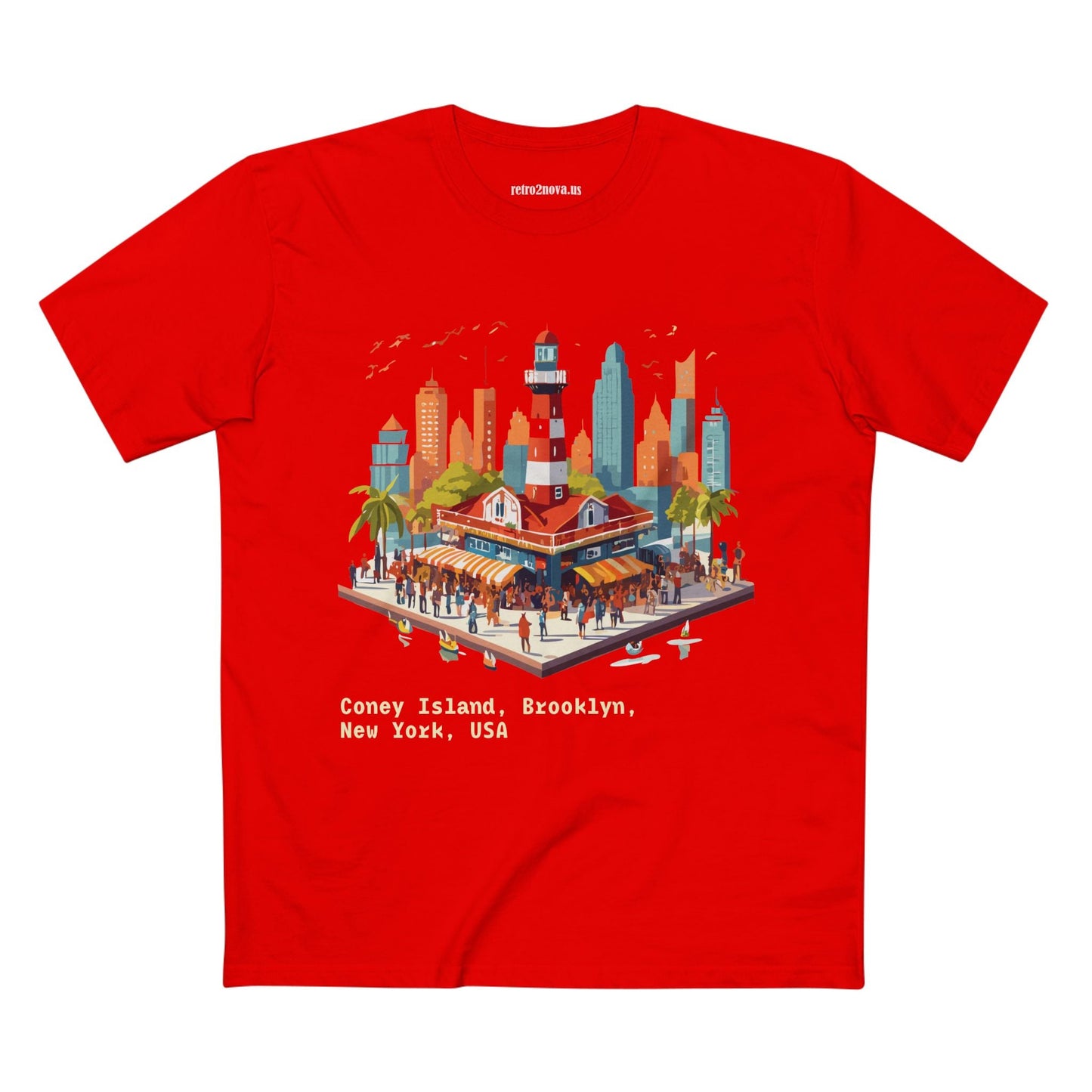 Unisex Travel Shirt Brooklyn Tourist Shirt Premium Cotton Tee with Original Art by Retro2Nova TT25