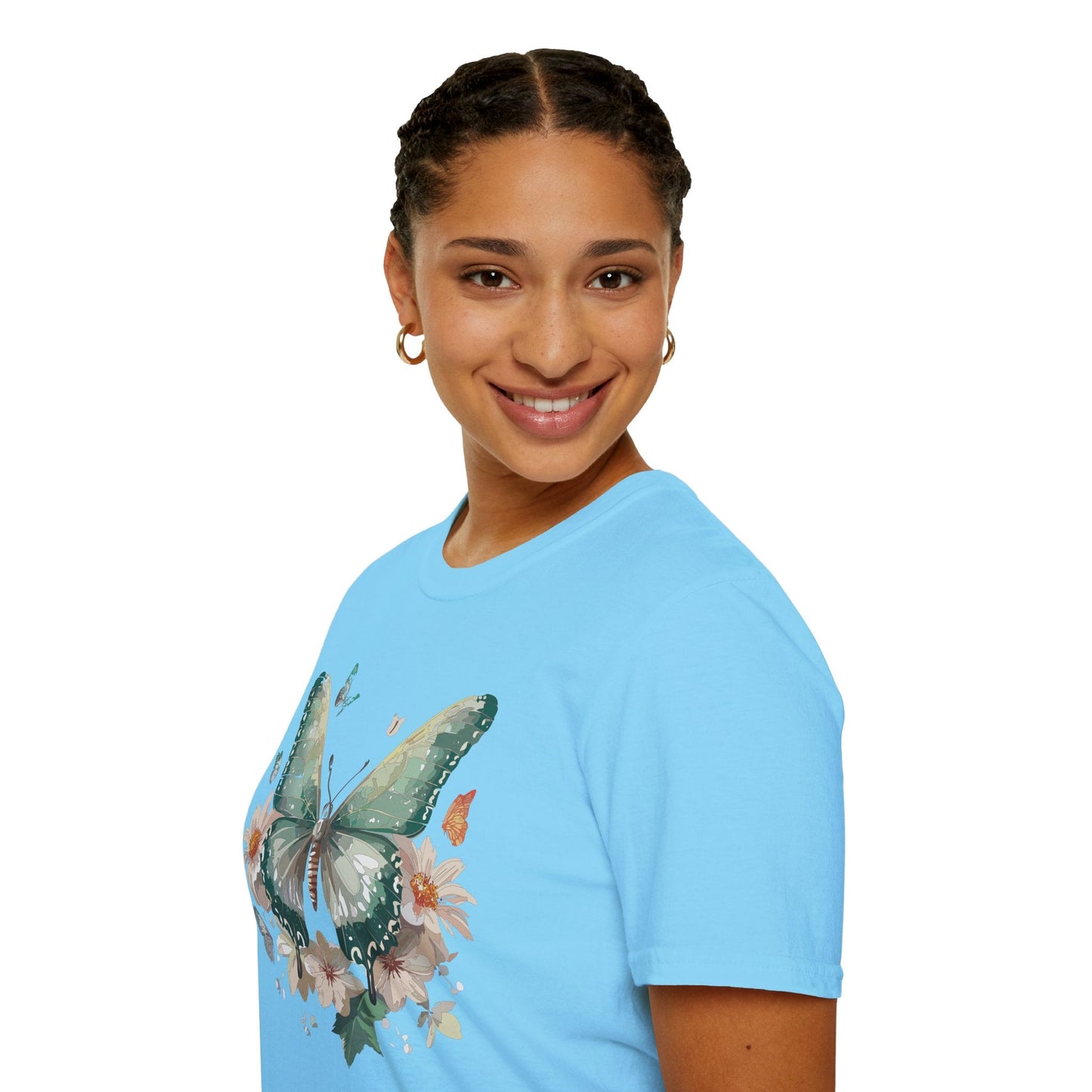 Butterfly T Shirt Unisex Softstyle Tee 100 Percent Ring Spun Cotton Monarch Design Premium Comfort