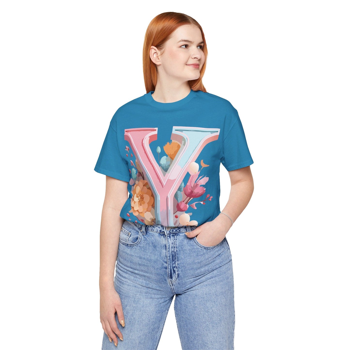 Letter Y Graphic Tee Unisex Short Sleeve Vintage Inspired Artwork Adelpha Premium