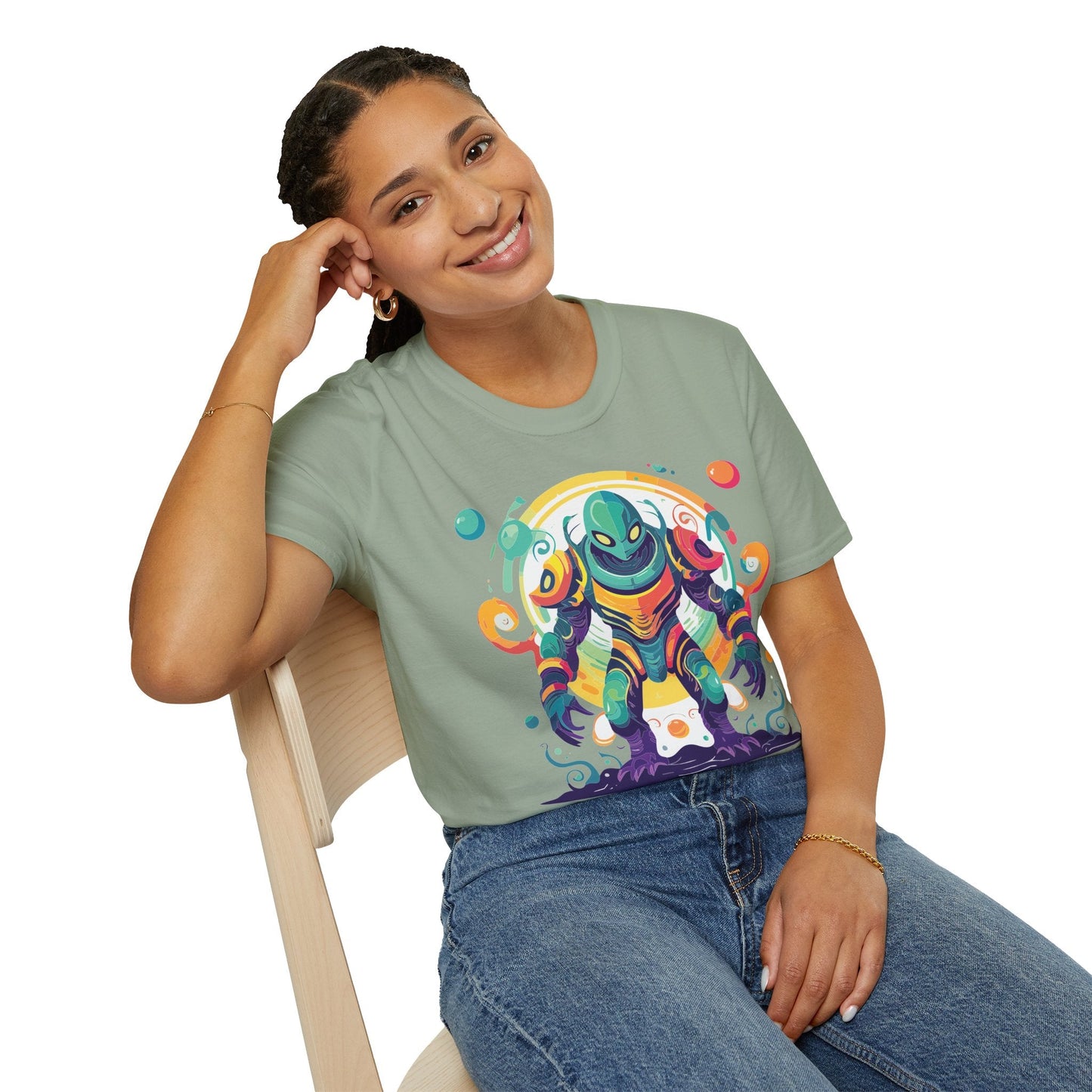 Cosmos Alien T Shirt Unisex Softstyle 64000 with Art Design Durable Comfort Artwork Tee