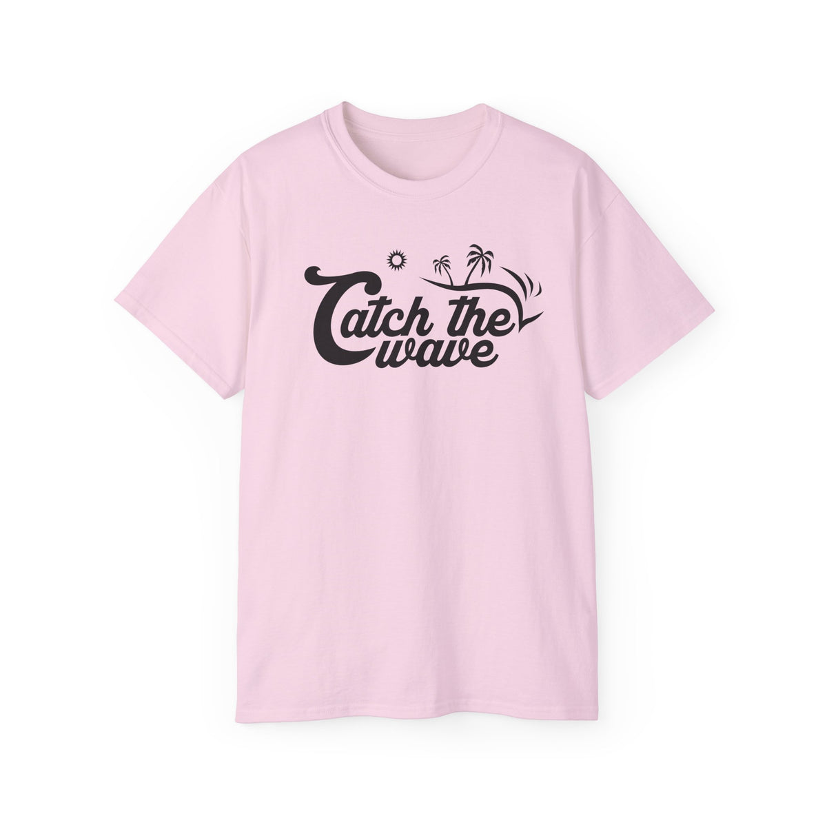 Catch the Wave Tee | Surf Script Typography, Palm Trees, Beach Vibes