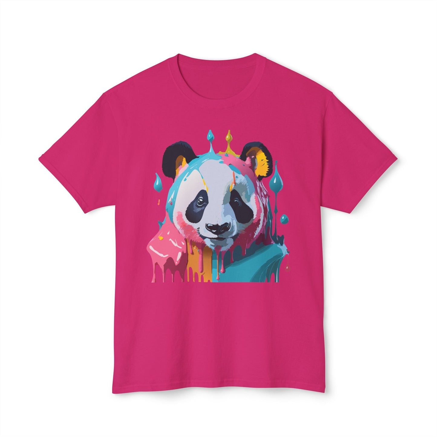 Unisex Panda Art T Shirt With Floral Design Print In HD Cotton 100 Percent USA Made