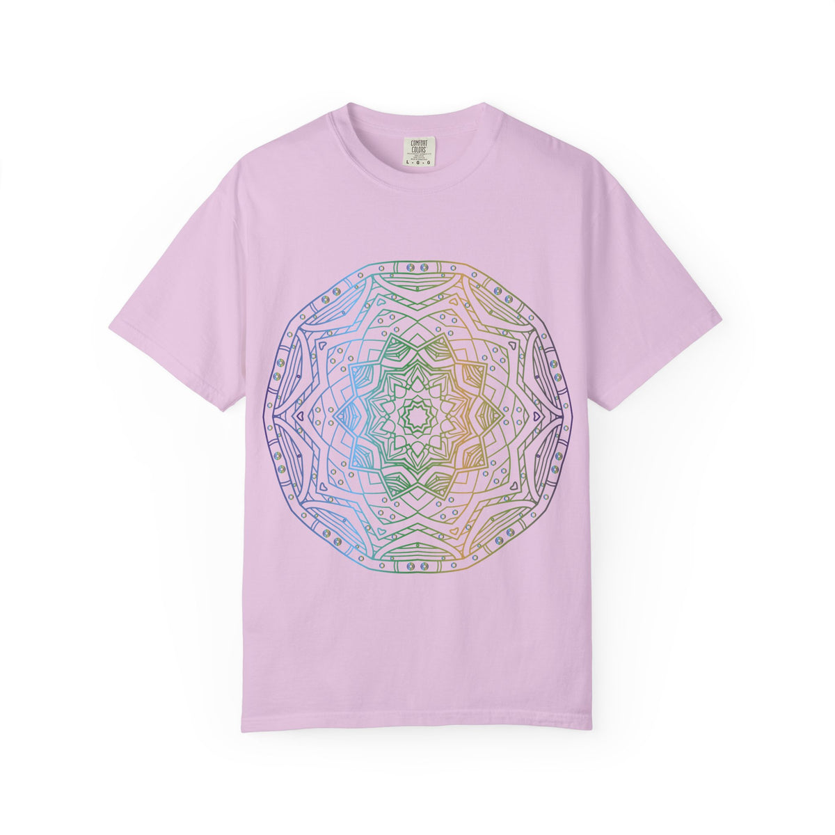 Unisex Garment Dyed Cotton T-Shirt with Mandala Graphic Design